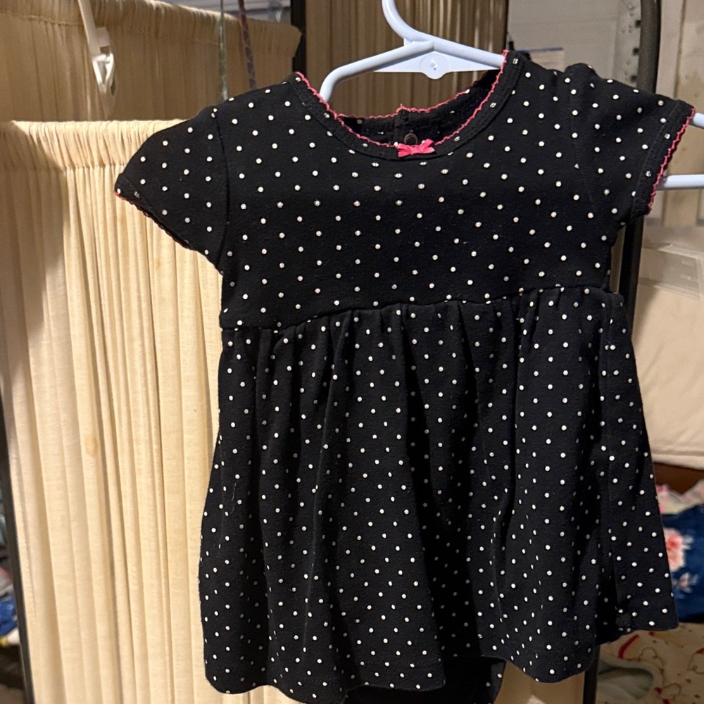 Carter's Black and White Polka Dot Short Sleeve Dress with onesie 🥰💕